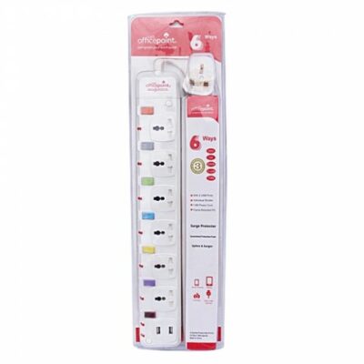 6-Way Multi-Socket Power Strip with Surge Protection and USB