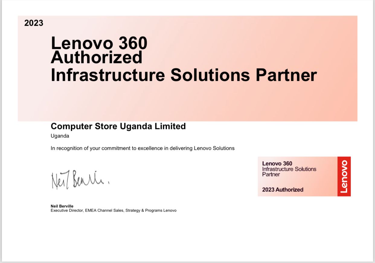 Lenovo partners with Computer Store Uganda Limited as an Authorized reseller in Uganda