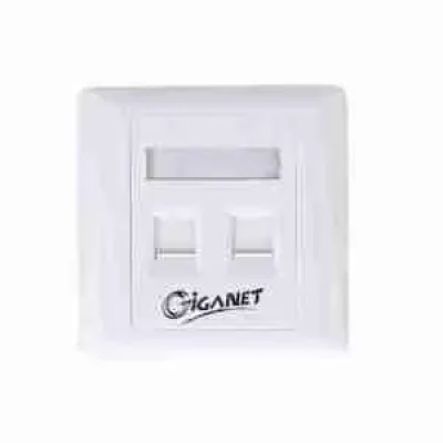 Giganet 2-Port Single-Gang Shuttered Keystone Faceplate, white