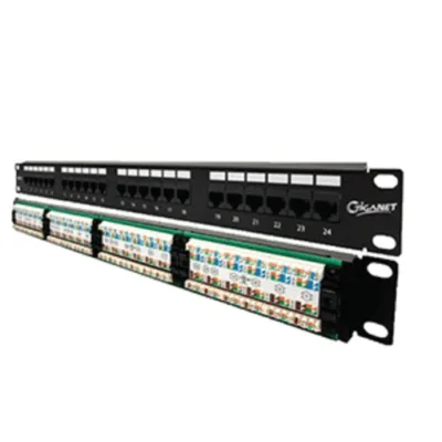 Giganet Category 6A UTP 19″ 24 Port Patch panel, with 48pcs 110 plastic cover