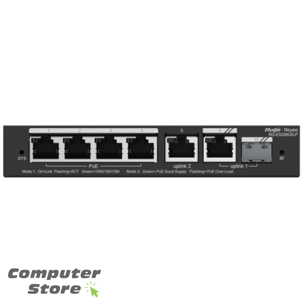 Ruijie 6-Port Gigabit Smart Cloud Managed PoE Switch