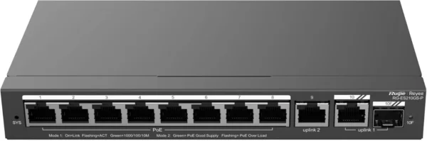 Ruijie-ES210GS-P, 10-Port Gigabit Smart Cloud Managed PoE Switch